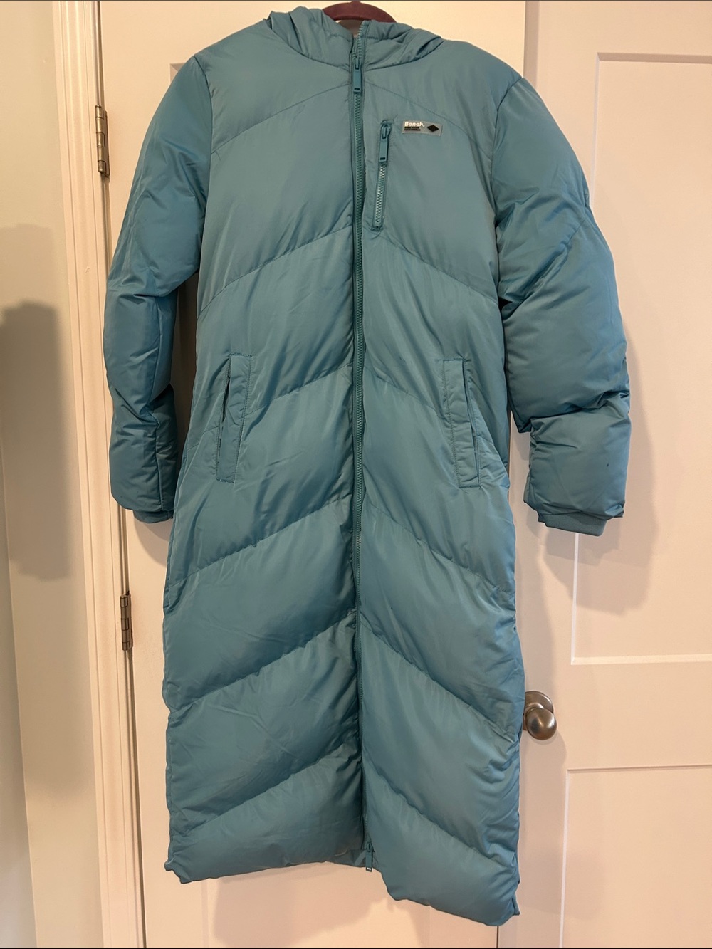 Long Hooded Puffer Coat in Teal - Brand: N/A Womans by bench and brand new